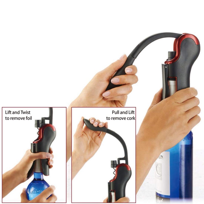 KEISSCO Wine Opener Compact Vertical Corkscrew Wine Bottle Opener with Built-in Foil Cutter - Image 4